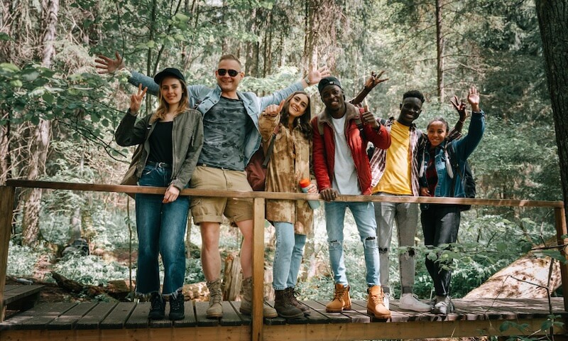 Happy travelers enjoying their trip